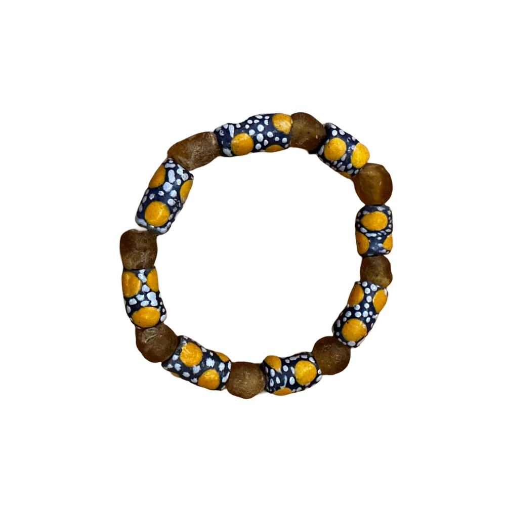 Orange Art Glass Beaded Bracelet